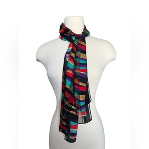 Elaine Gold Multicolor sheer scarf lightweight Rainbow